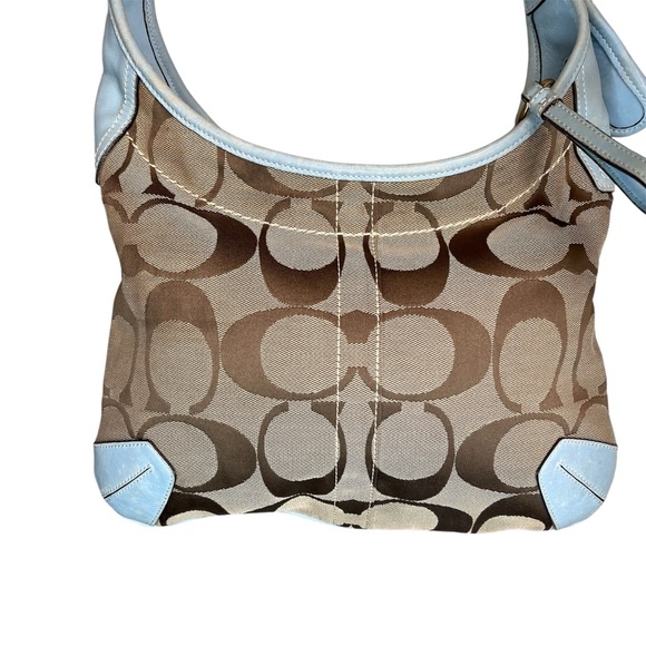 Coach Signature Brown and Blue Shoulder Bag - Picture 6 of 8